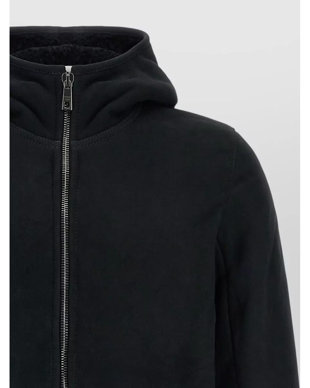 Giorgio Brato Black Lamb Leather Hooded Jacket for men