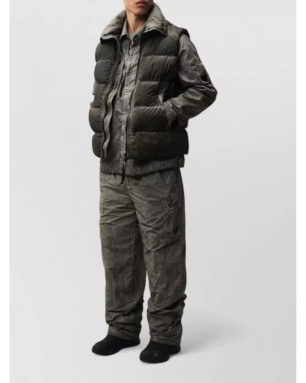 C P Company Black Nylon Hooded Padded Gilet for men