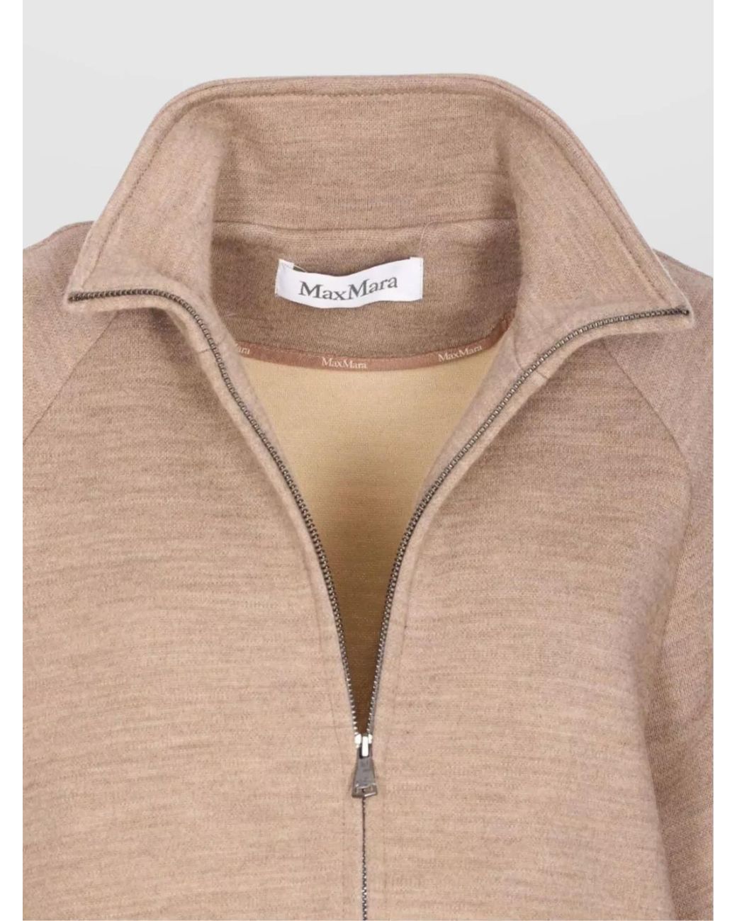 Max Mara Natural Wool Cotton Turtleneck Fitted Jacket