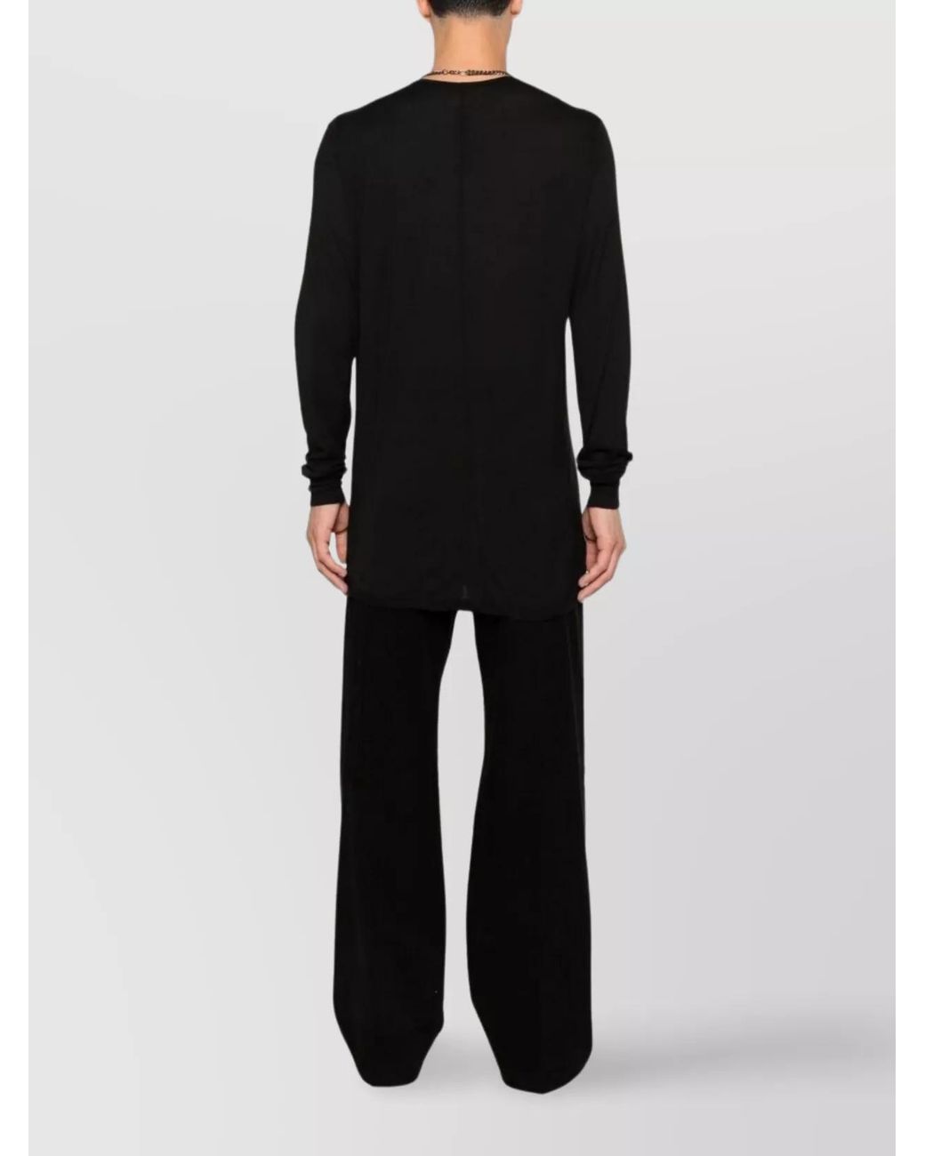 Rick Owens Black Cotton Crew Neck Long-Sleeve T-Shirt for men