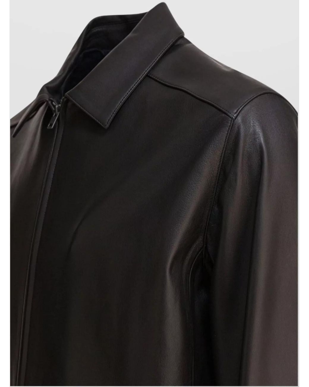 Vince Black Lamb Leather Zip Jacket for men