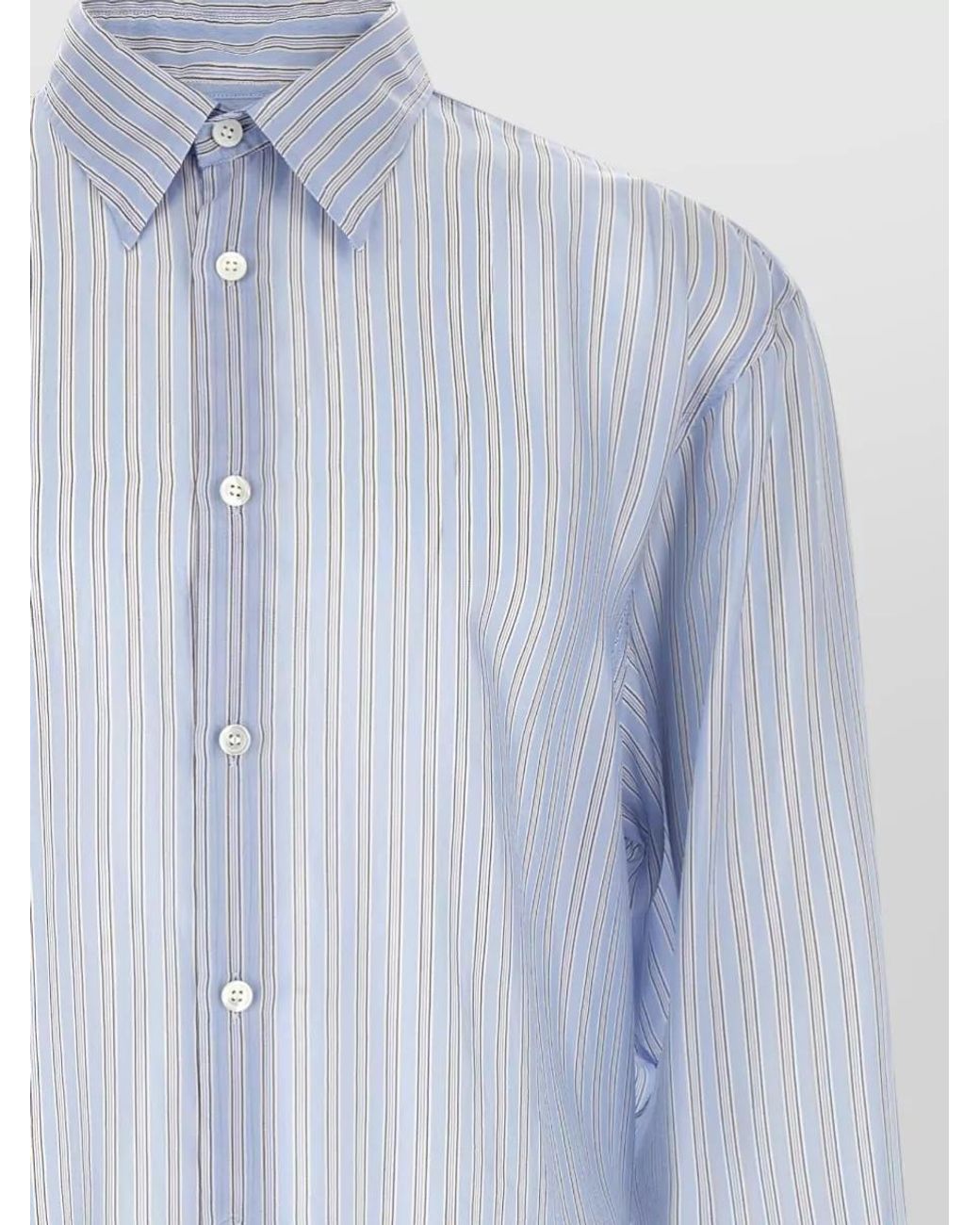 Dries Van Noten Blue Striped Long-Sleeve Classic Shirt for men