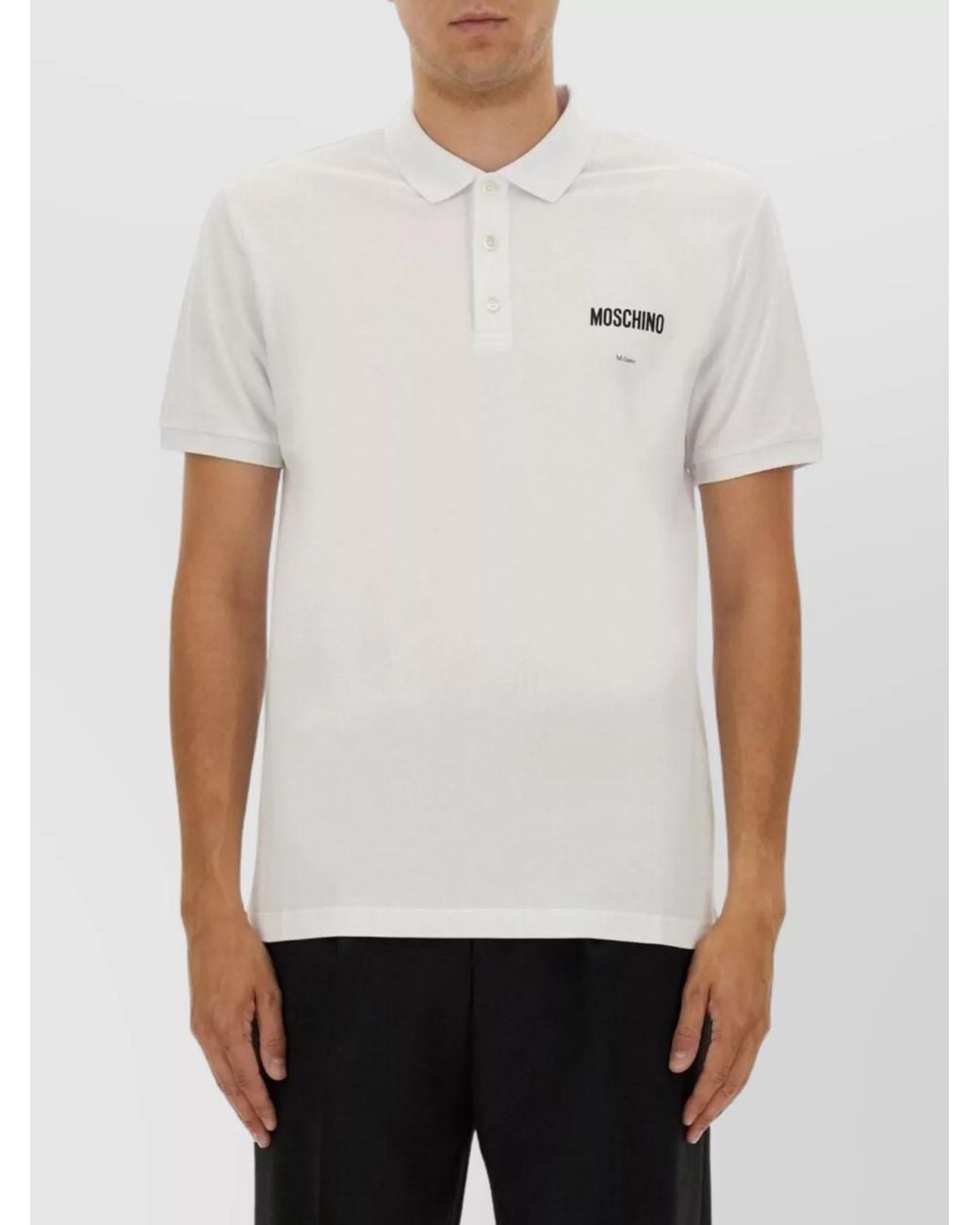 Moschino White Cotton Short-Sleeve Polo Shirt for men