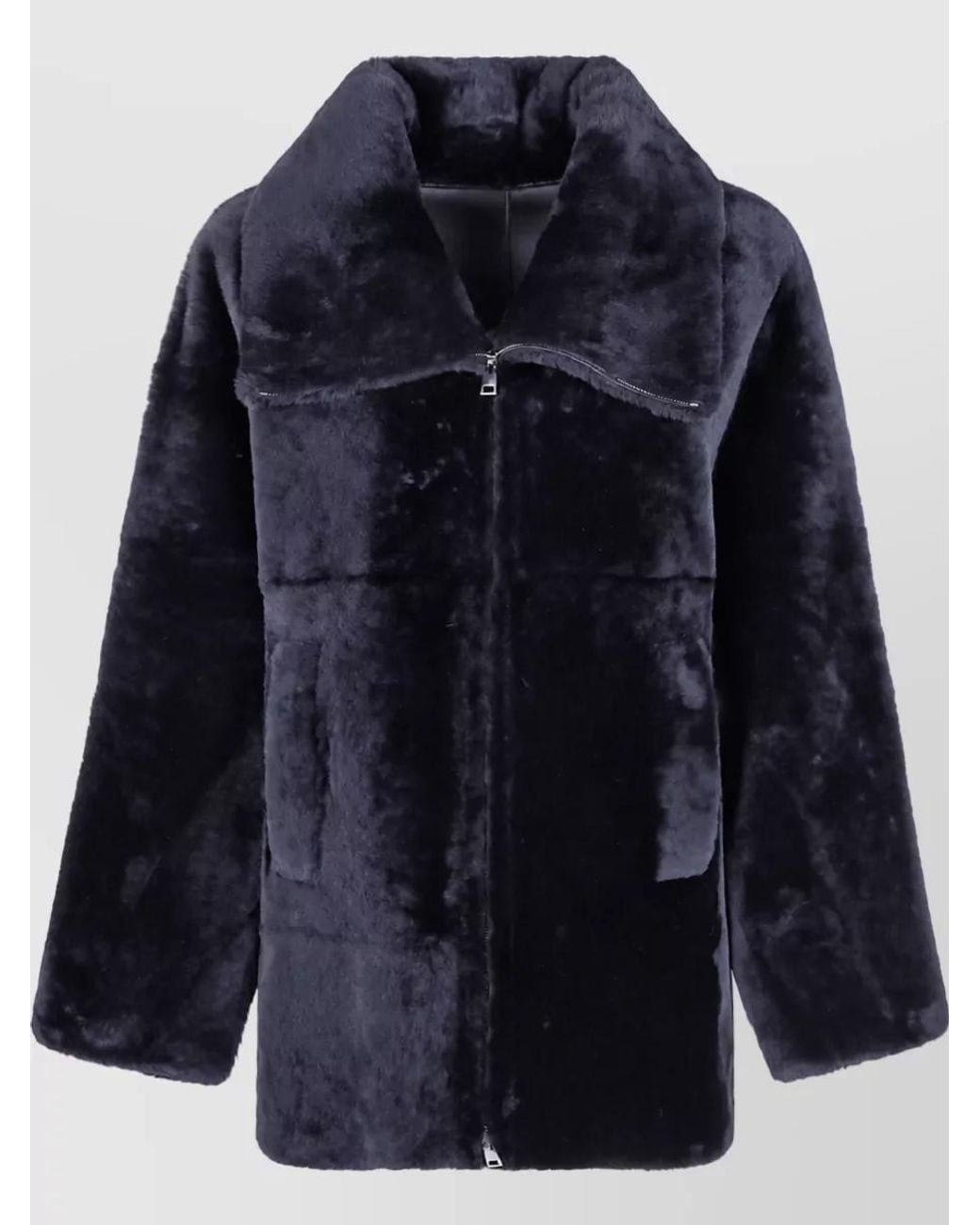 Blancha Blue Shearling Straight Jacket