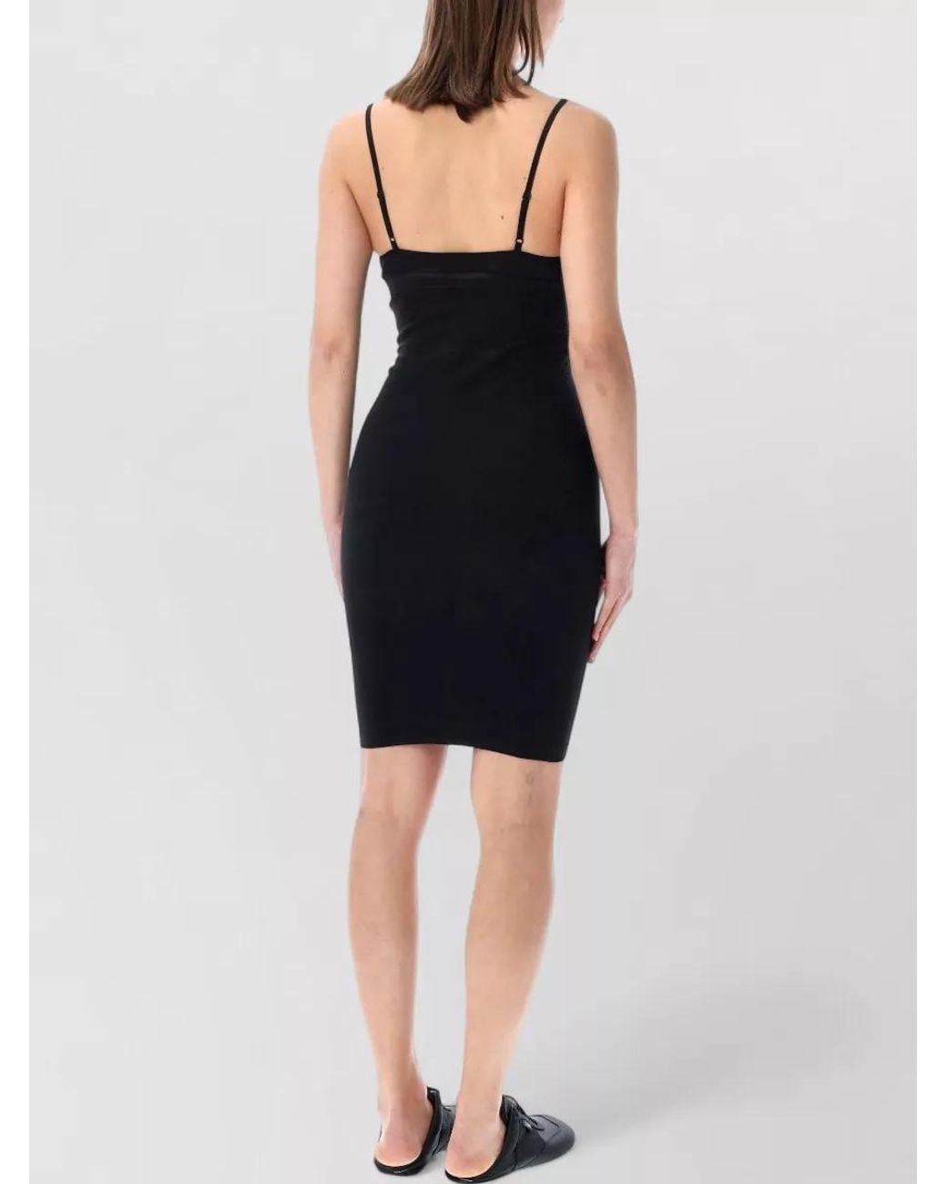 MM6 by Maison Margiela Black V-Neck Sleeveless Knee-Length Dress