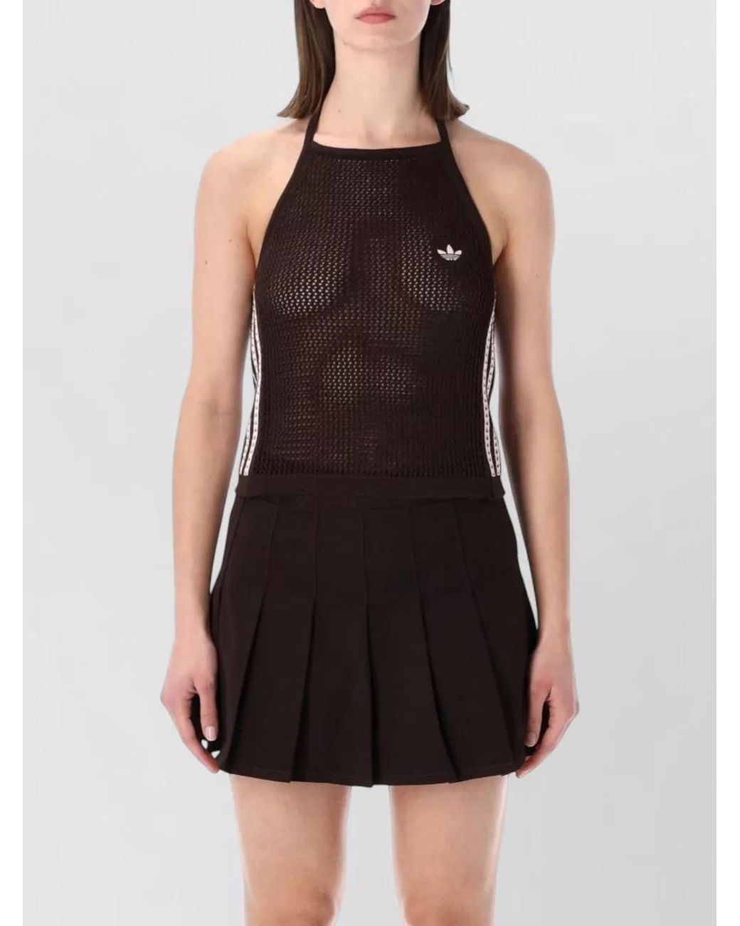 Adidas Originals Black Halter Crochet Top Recycled Polyester