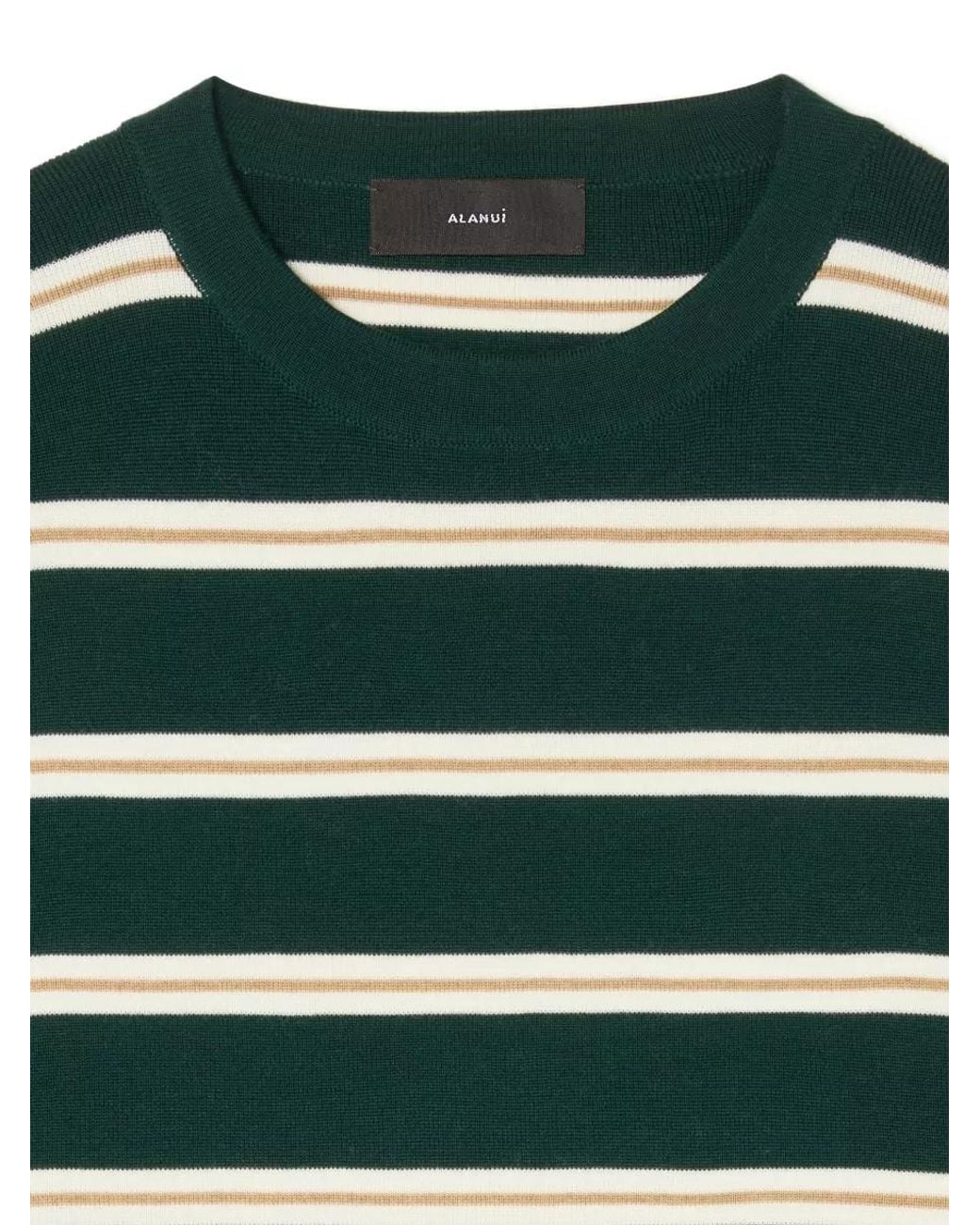 Alanui Green Ribbed Long-Sleeve Knitted Top