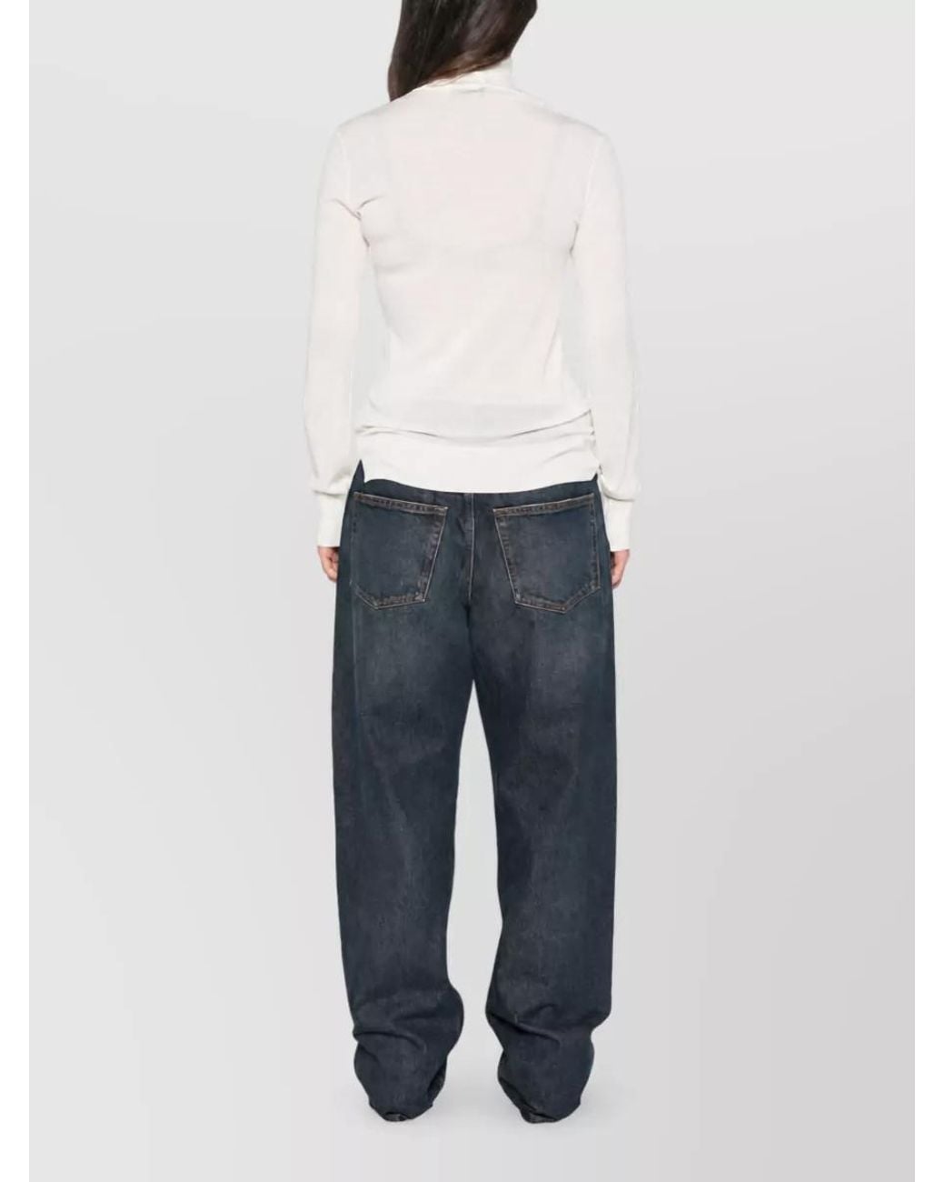 Ermanno Scervino White Virgin Wool Lace Panel Turtleneck Sweater