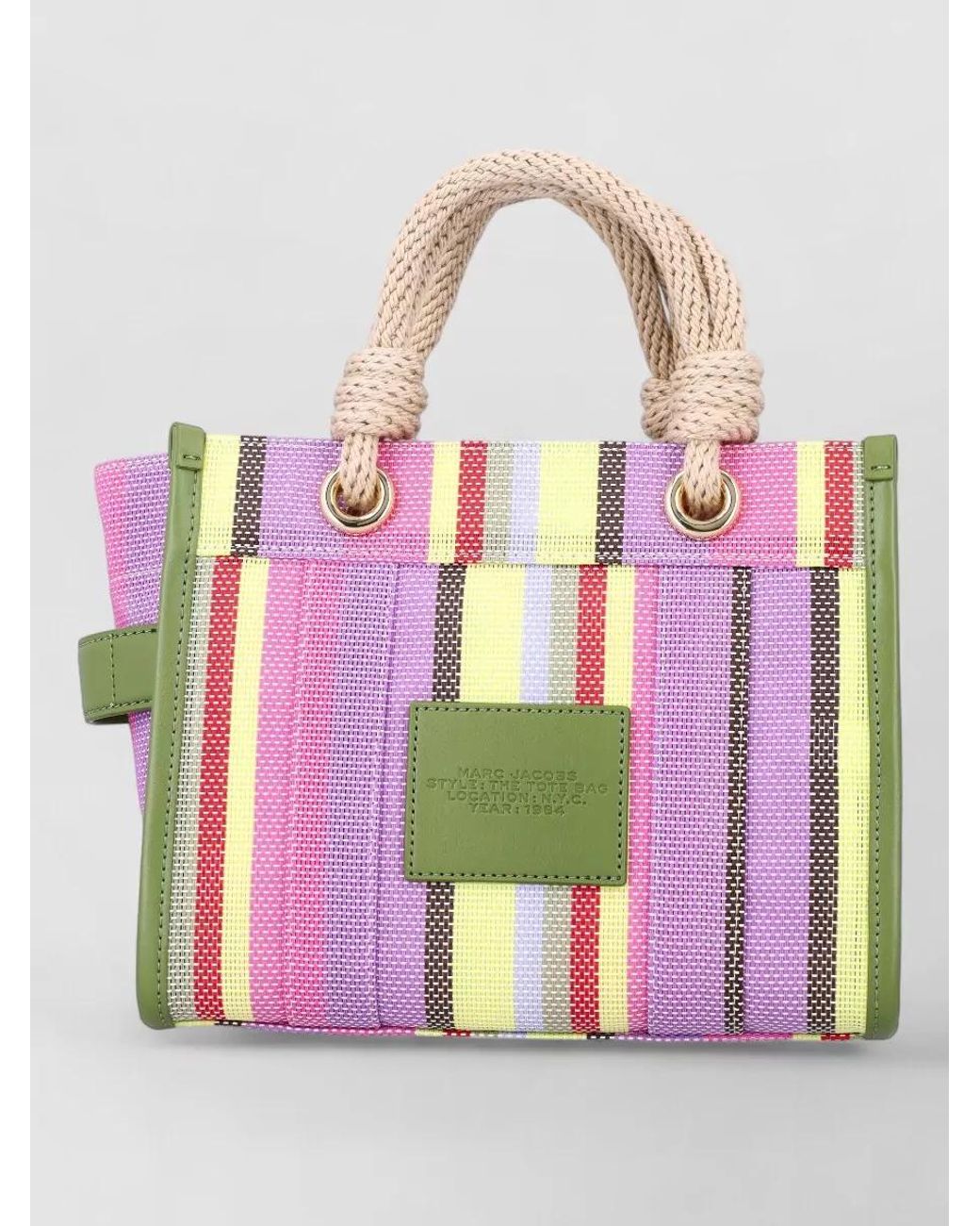 Marc Jacobs Pink The Tote Bag Small Striped Tote Bag