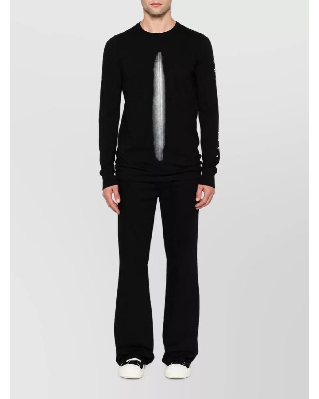 Rick Owens Black Graphic Print Cotton Long-Sleeve T-Shirt for men