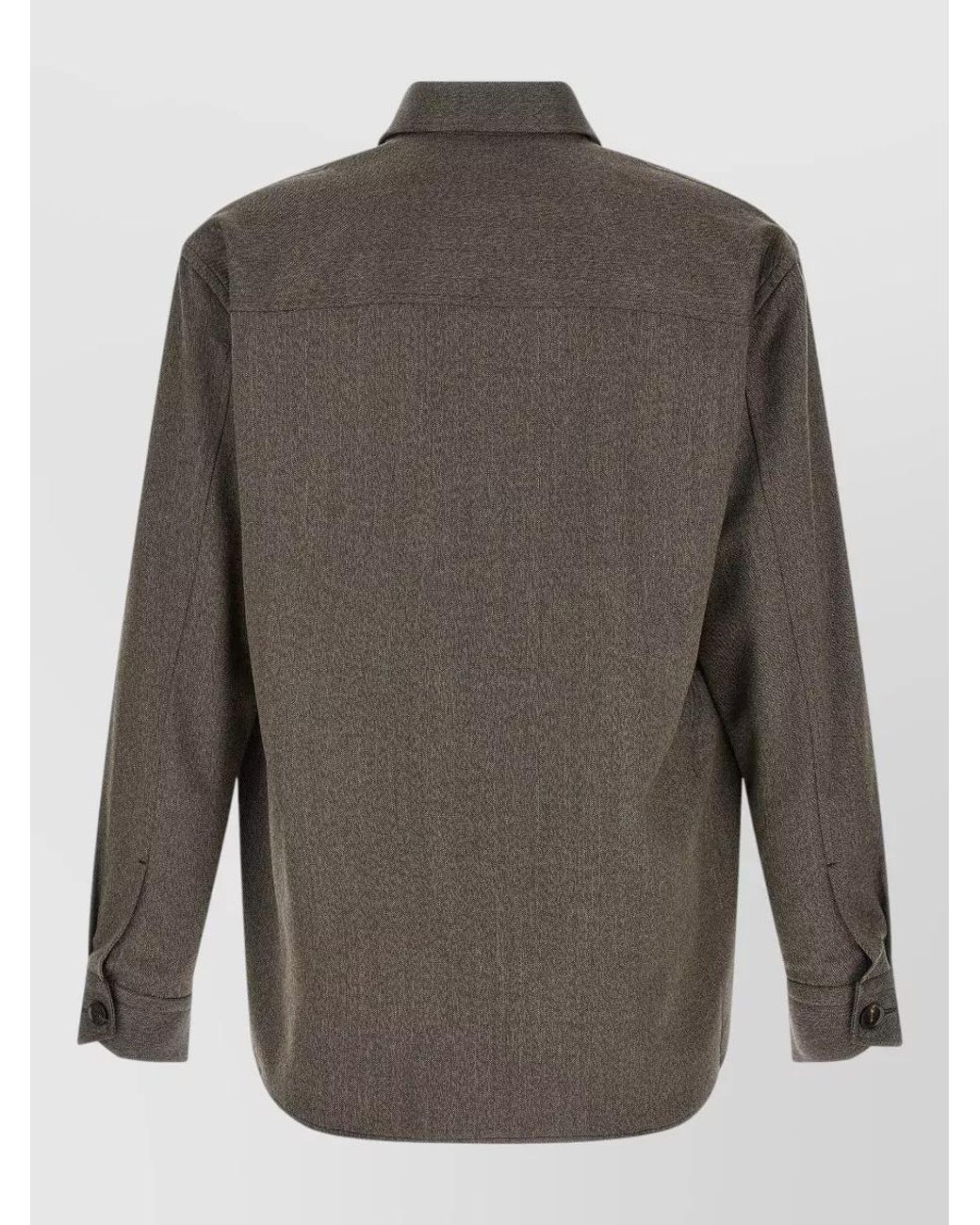 Brioni Gray Wool Relaxed-Fit Shirt Jacket for men