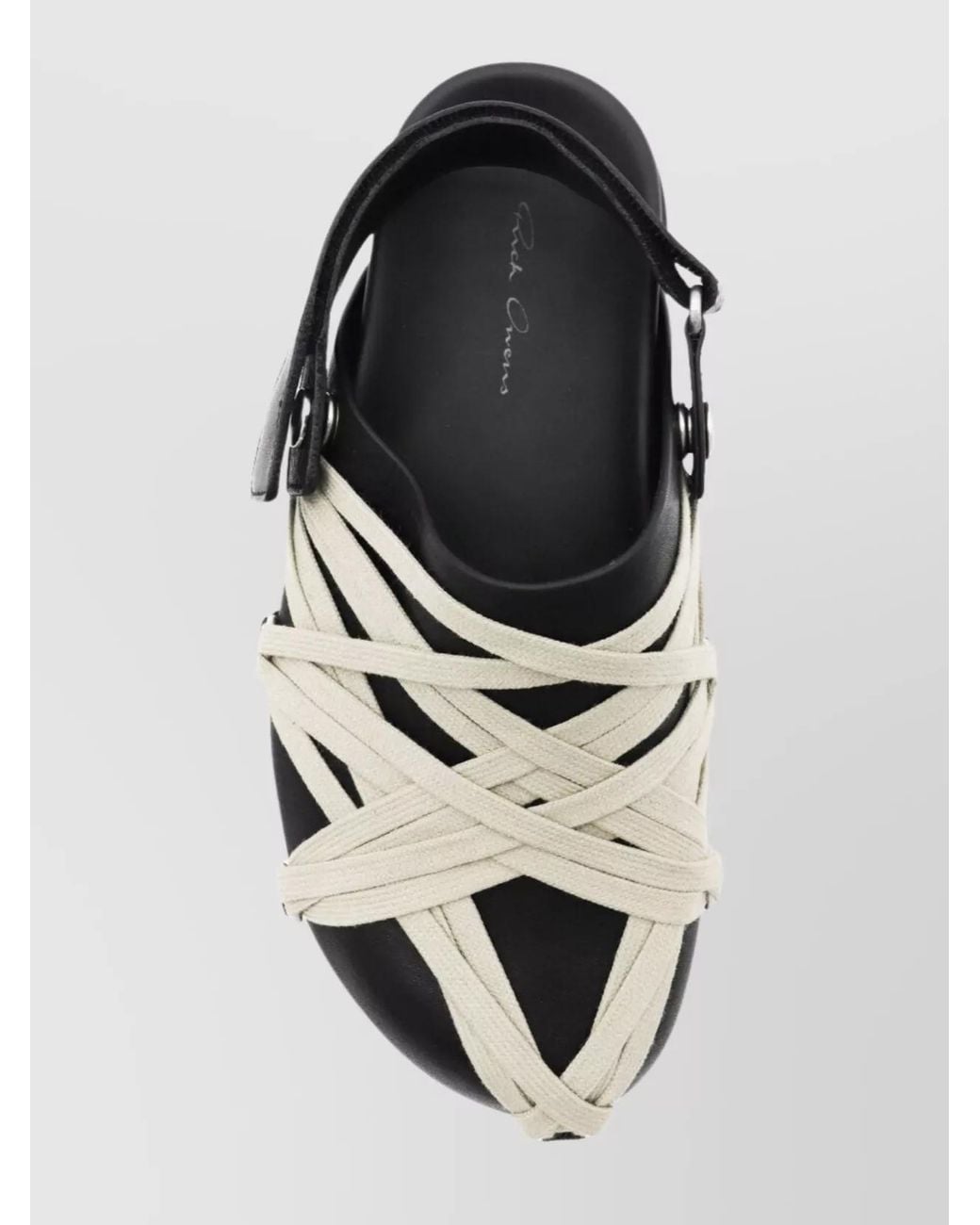 Rick Owens Black Leather Megalace Mule Sandals for men