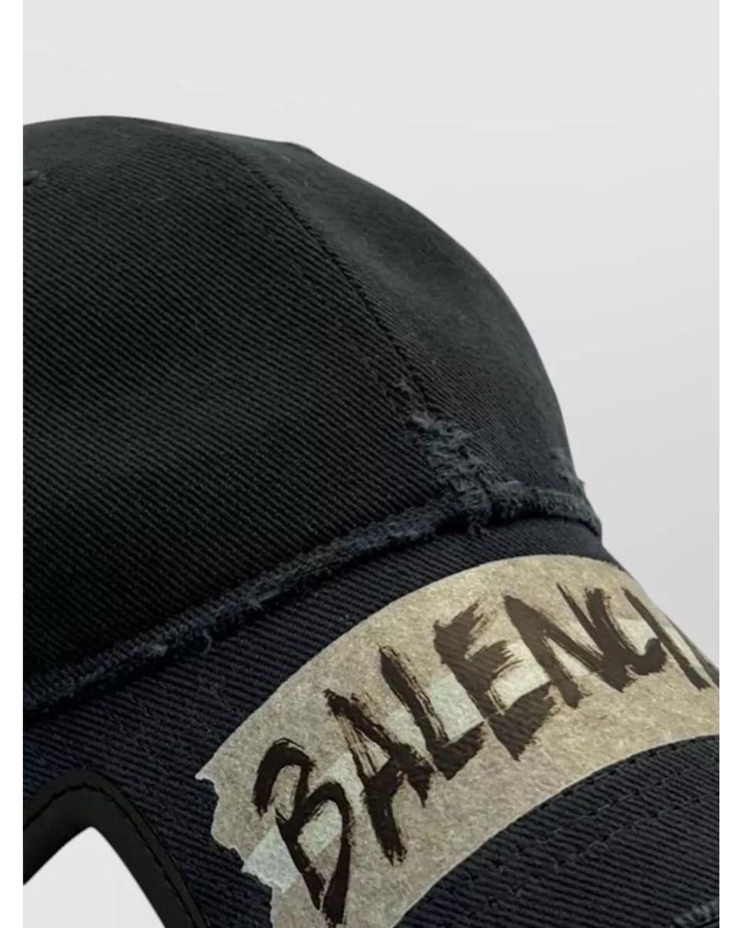 Balenciaga Black Cotton Masking Tape Baseball Cap for men