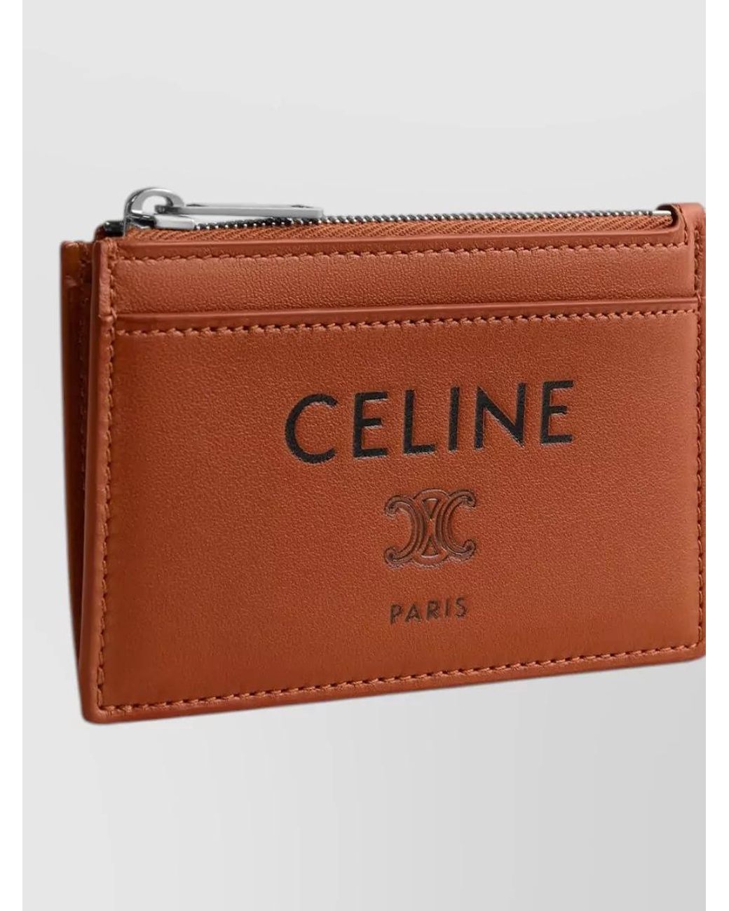 Céline Brown Leather Zipped Card Holder for men