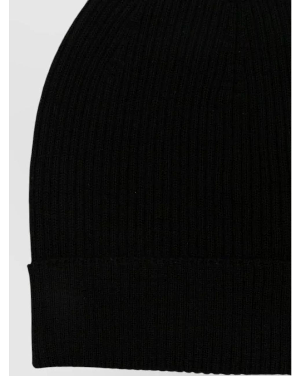 Rick Owens Black Ribbed Wool Beanie