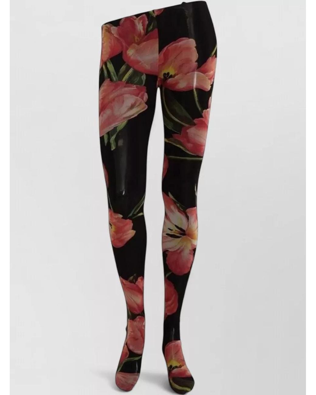 Dolce & Gabbana Red Floral-Print Tights
