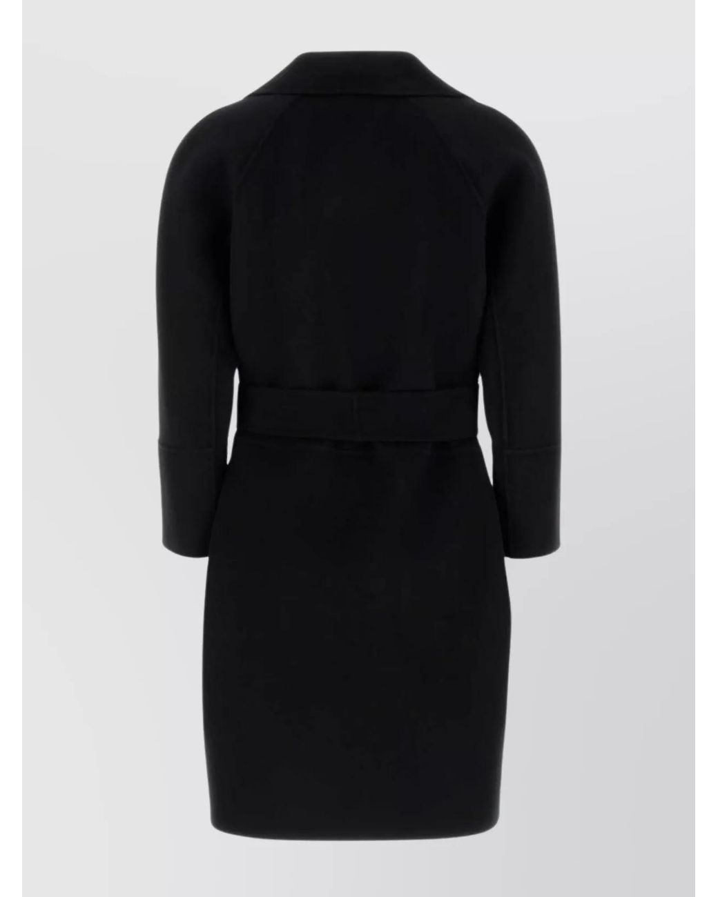 Max Mara Black Virgin Wool Belted Short Coat