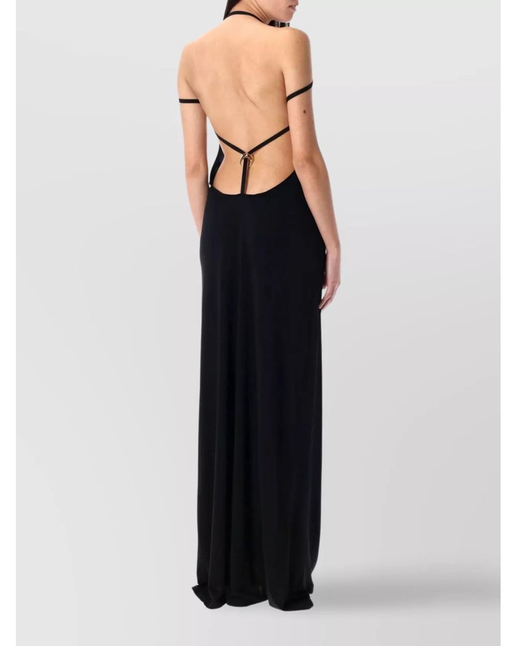 MARINE SERRE Black Draped Jersey Open Back Maxi Dress