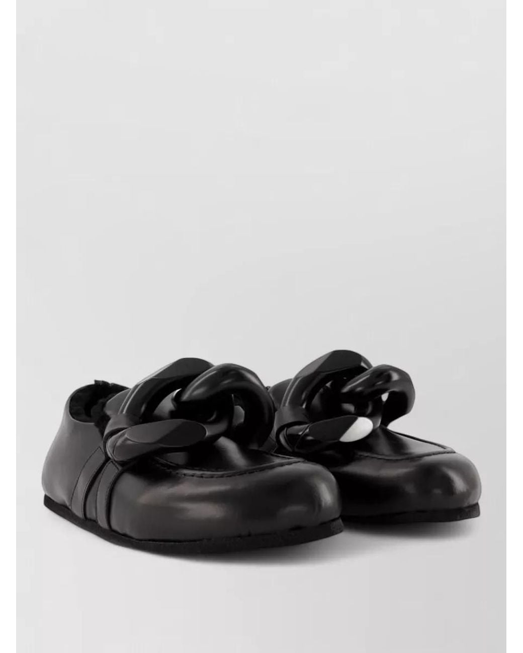 J.W. Anderson Black Leather Chain Loafers