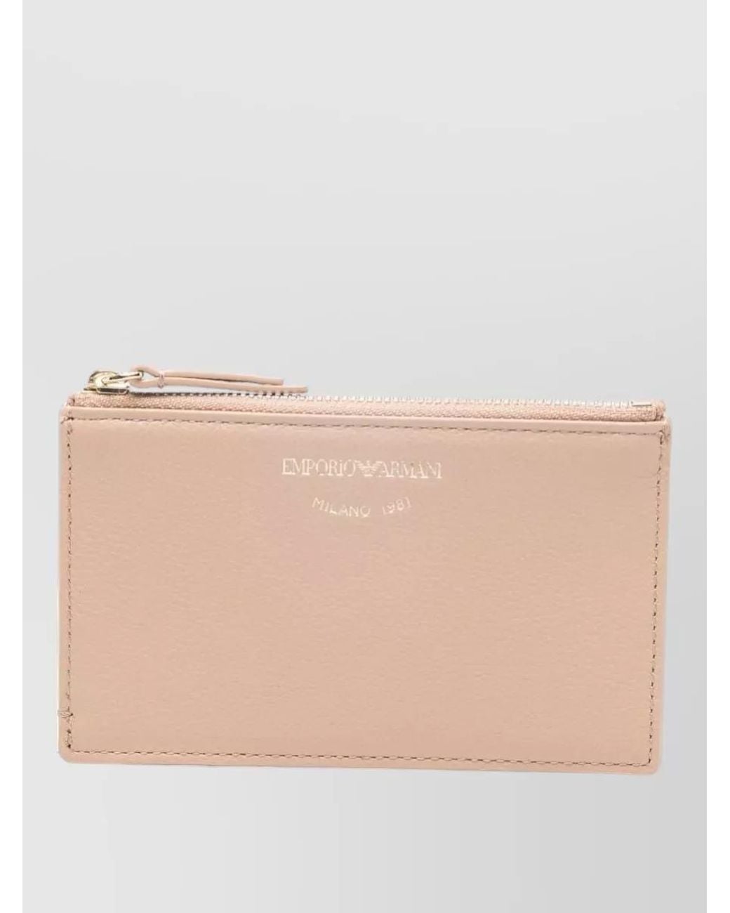 Emporio Armani Natural Leather Zip Cardholder