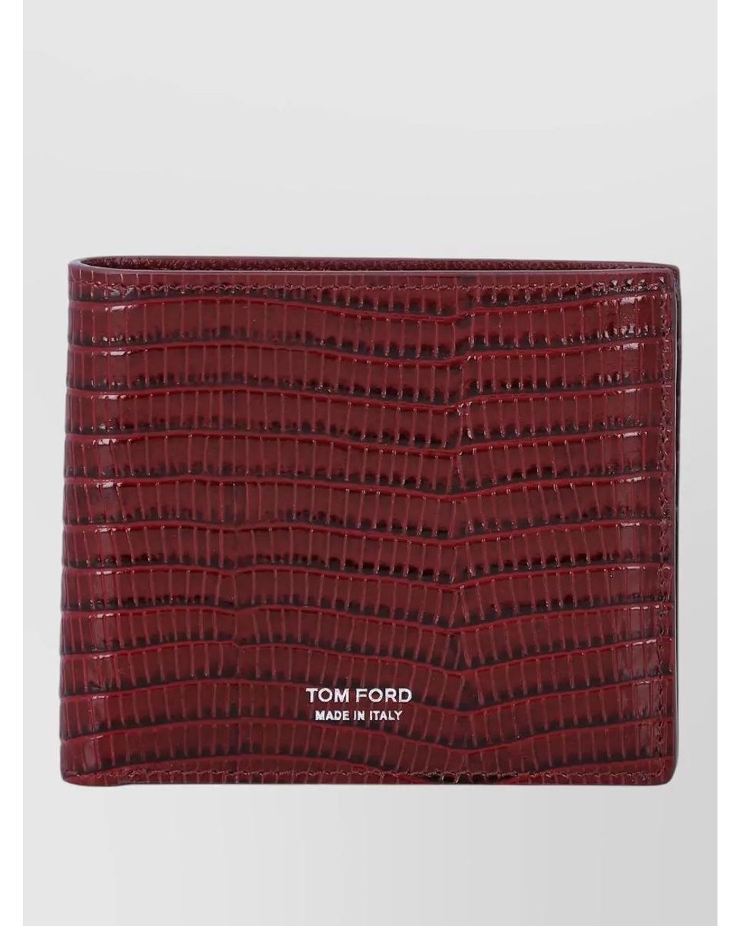 Tom Ford Red Embossed Leather Bifold Wallet for men