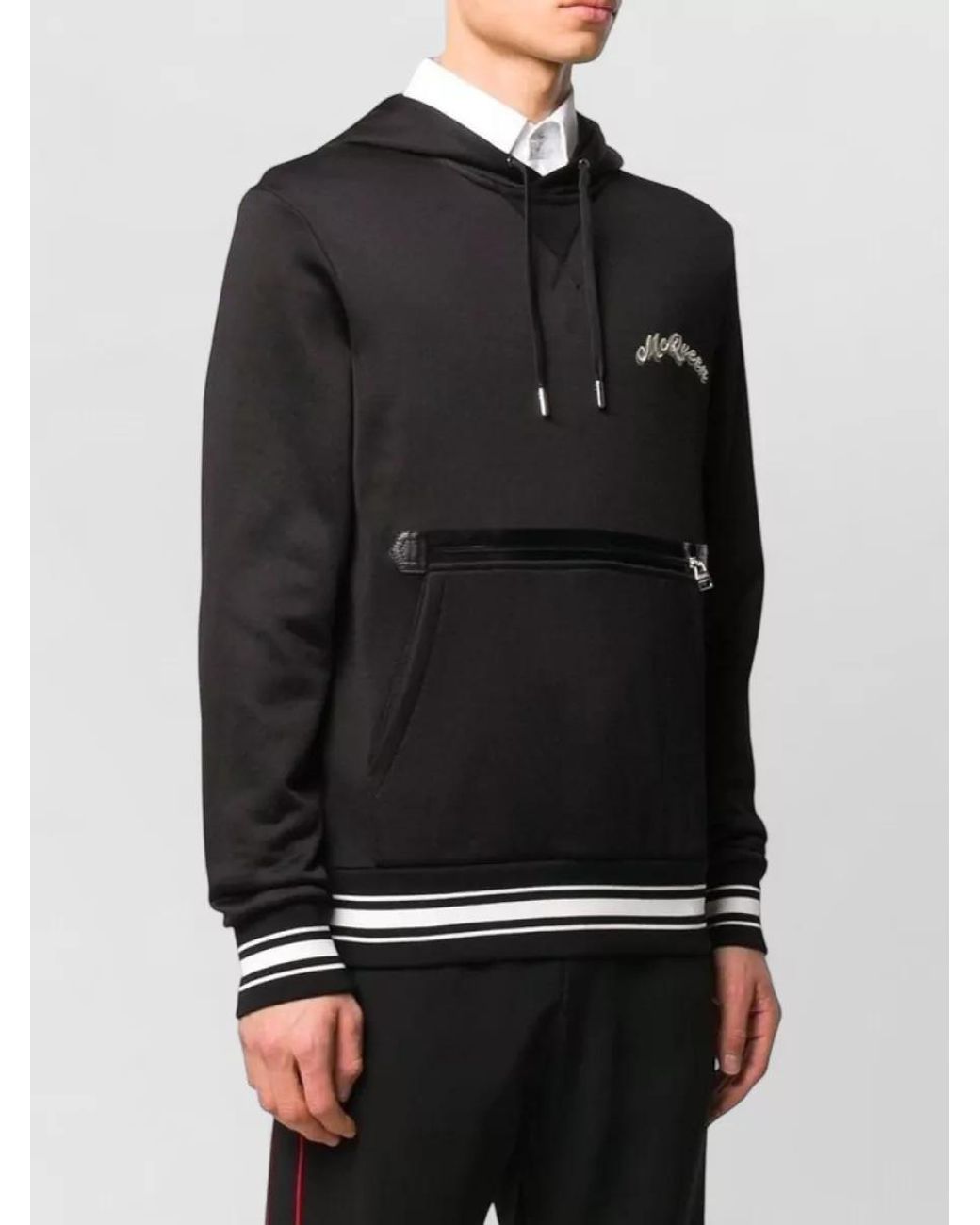 McQueen Black Cotton Hooded Jacket for men