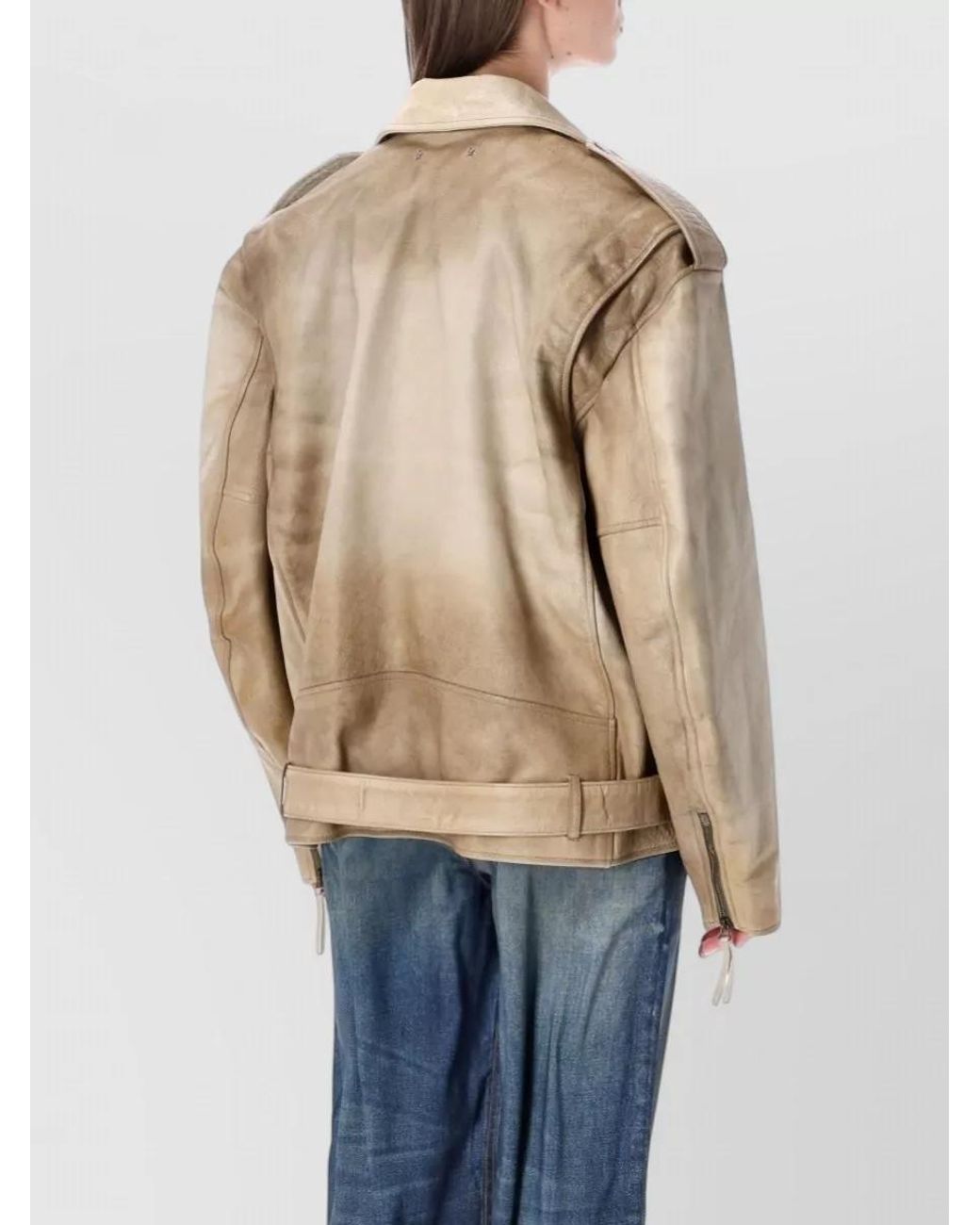 Golden Goose Deluxe Brand Natural Leather Oversized Biker Jacket