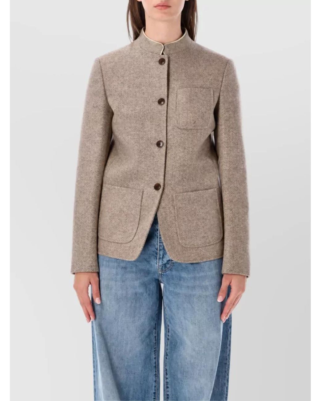 Fortela Blue Virgin Wool Single-Breasted Coat