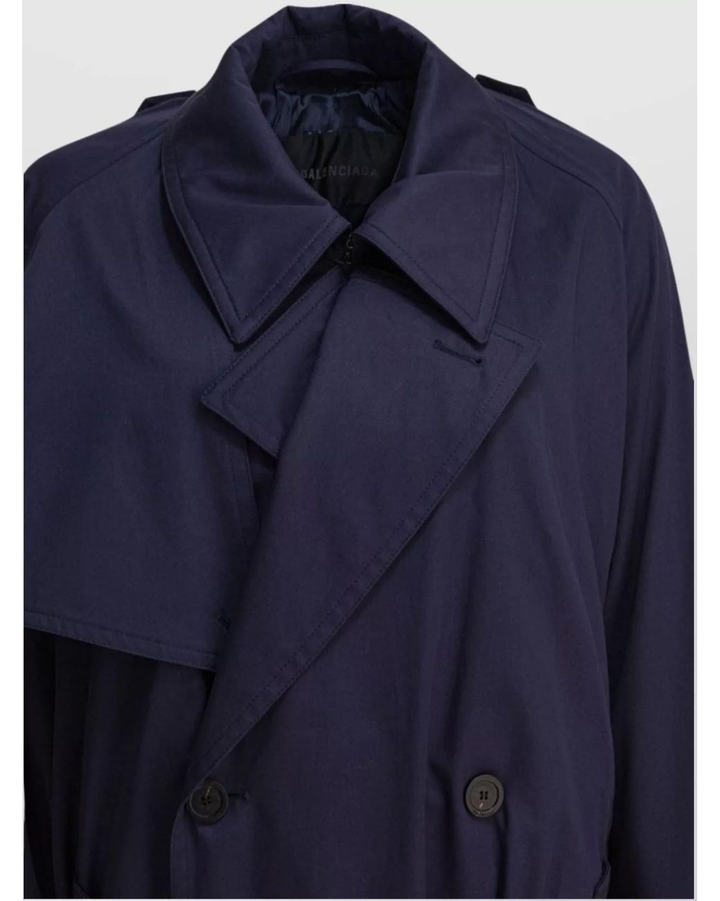 Balenciaga Blue Cotton Oversized Trench Coat