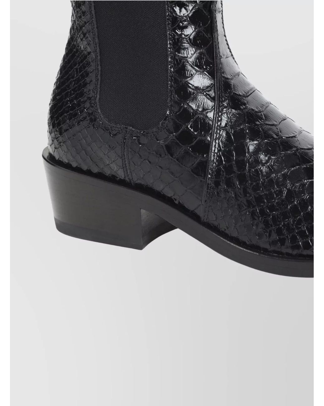 Tom Ford Black Snake Effect Leather Ankle Boots