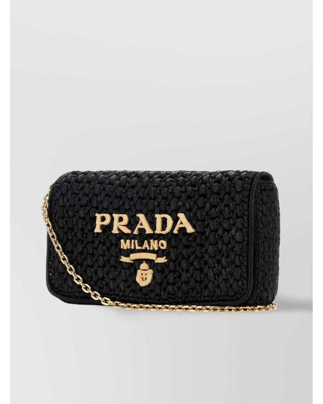 Prada Black Bucket Raffia Crossbody Bag