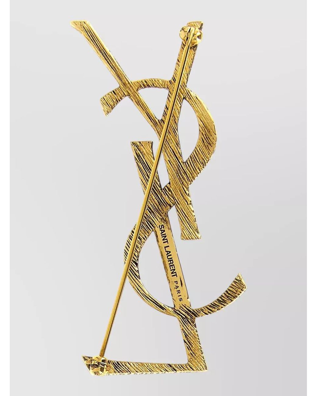 Saint Laurent Metallic Brass Logo Brooch