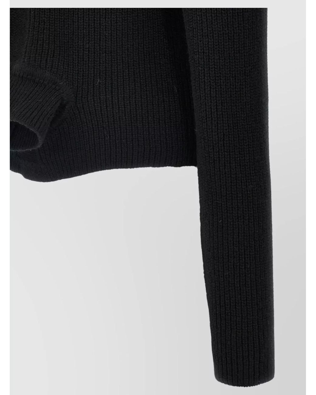 Rick Owens Black Ribbed Cashmere Mock Neck Cutout Jumper