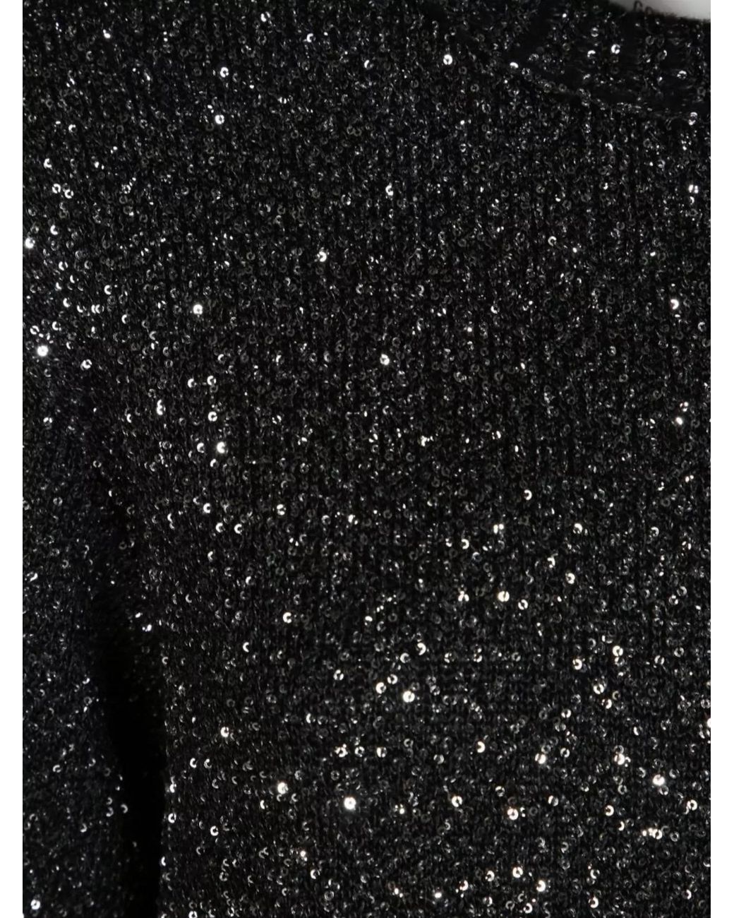 Golden Goose Deluxe Brand Black Sequined Wool Blend Crew Neck Ribbed Jumper