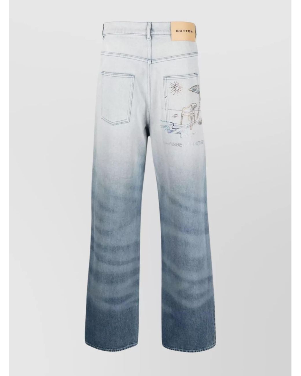 BOTTER Blue Crystal-Embellished Wide-Leg Denim Jeans for men
