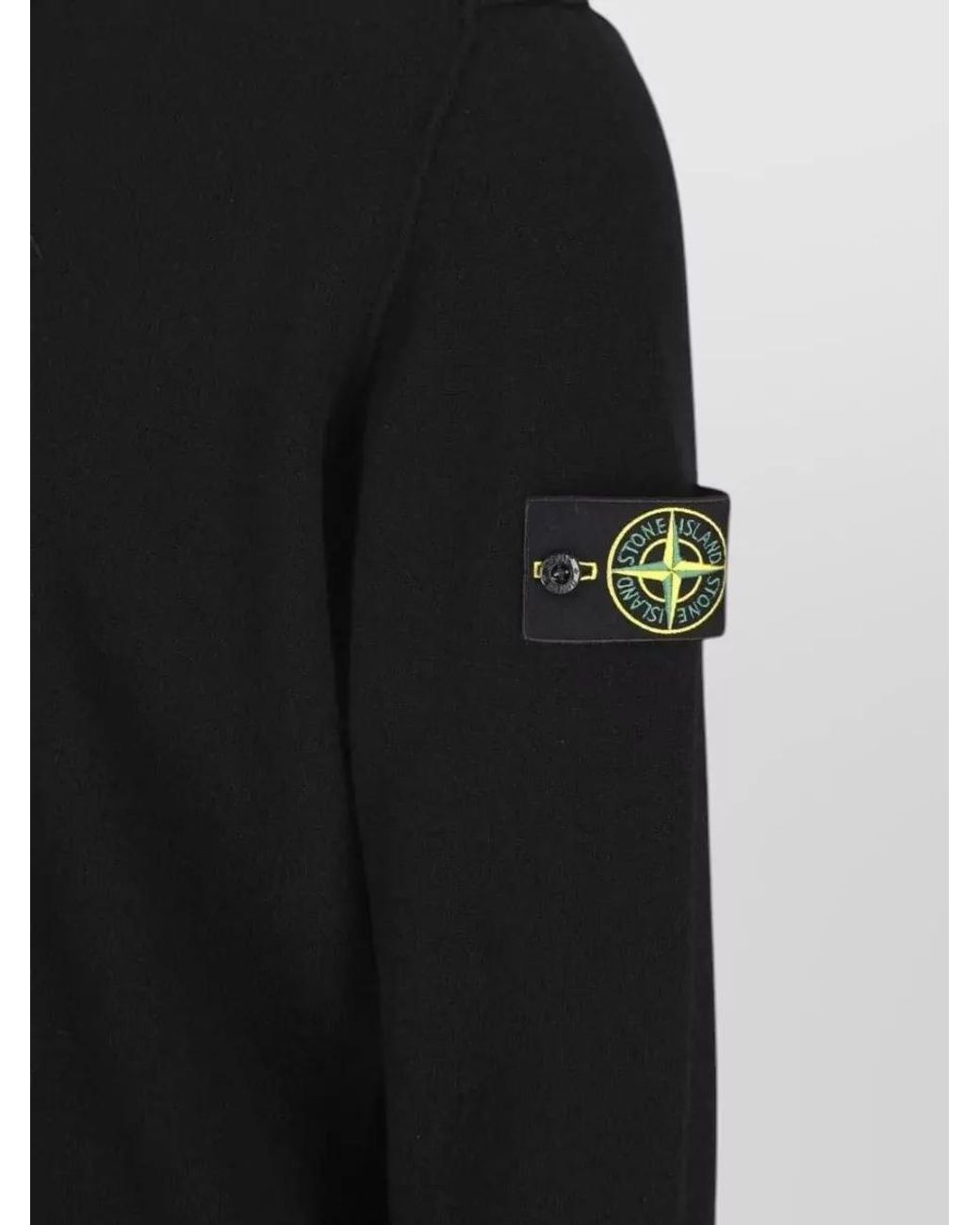 Stone Island Black Virgin Wool Ribbed Crew Neck Sweater for men