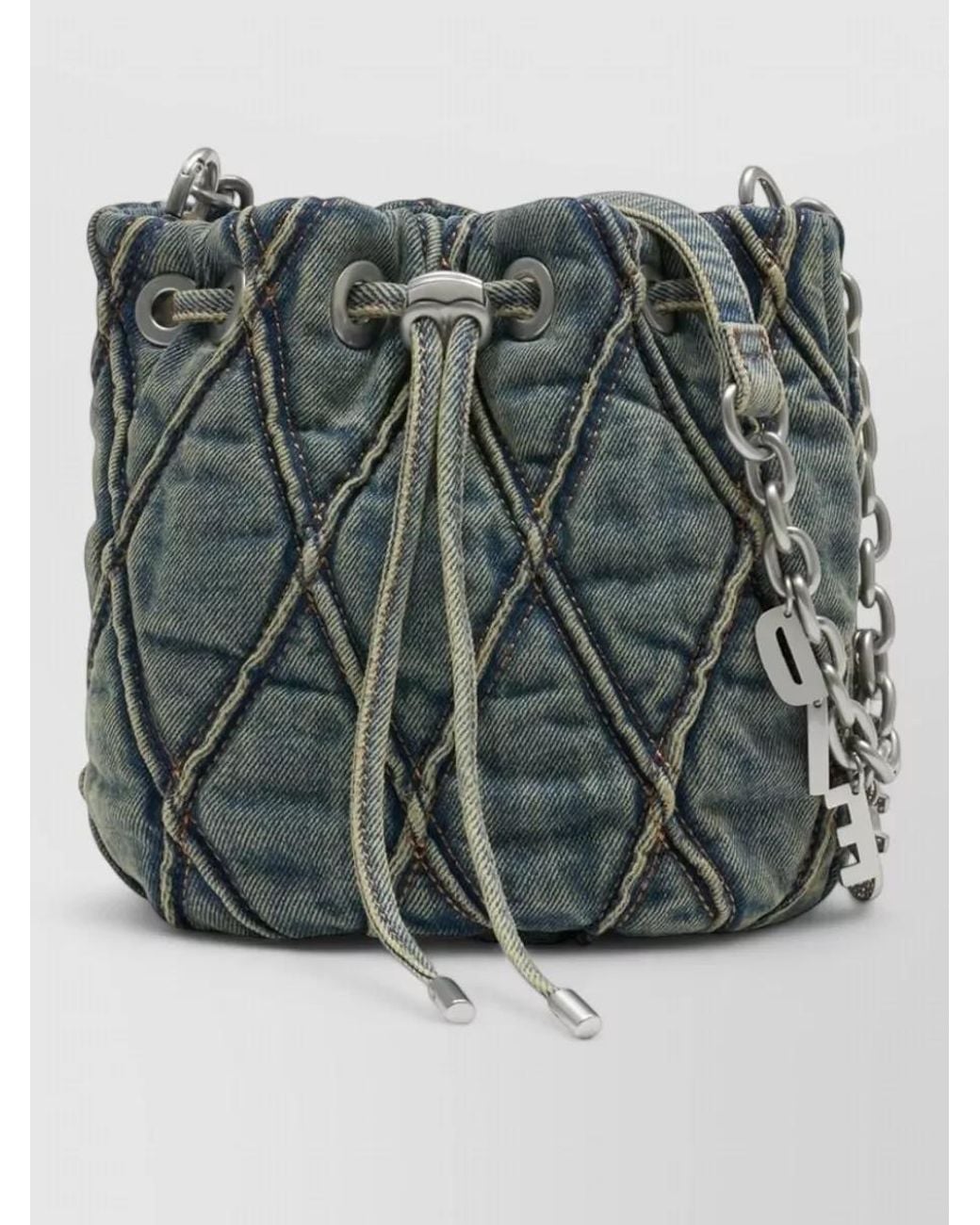 DIESEL Gray Charm-D Small Cotton Bucket Bag