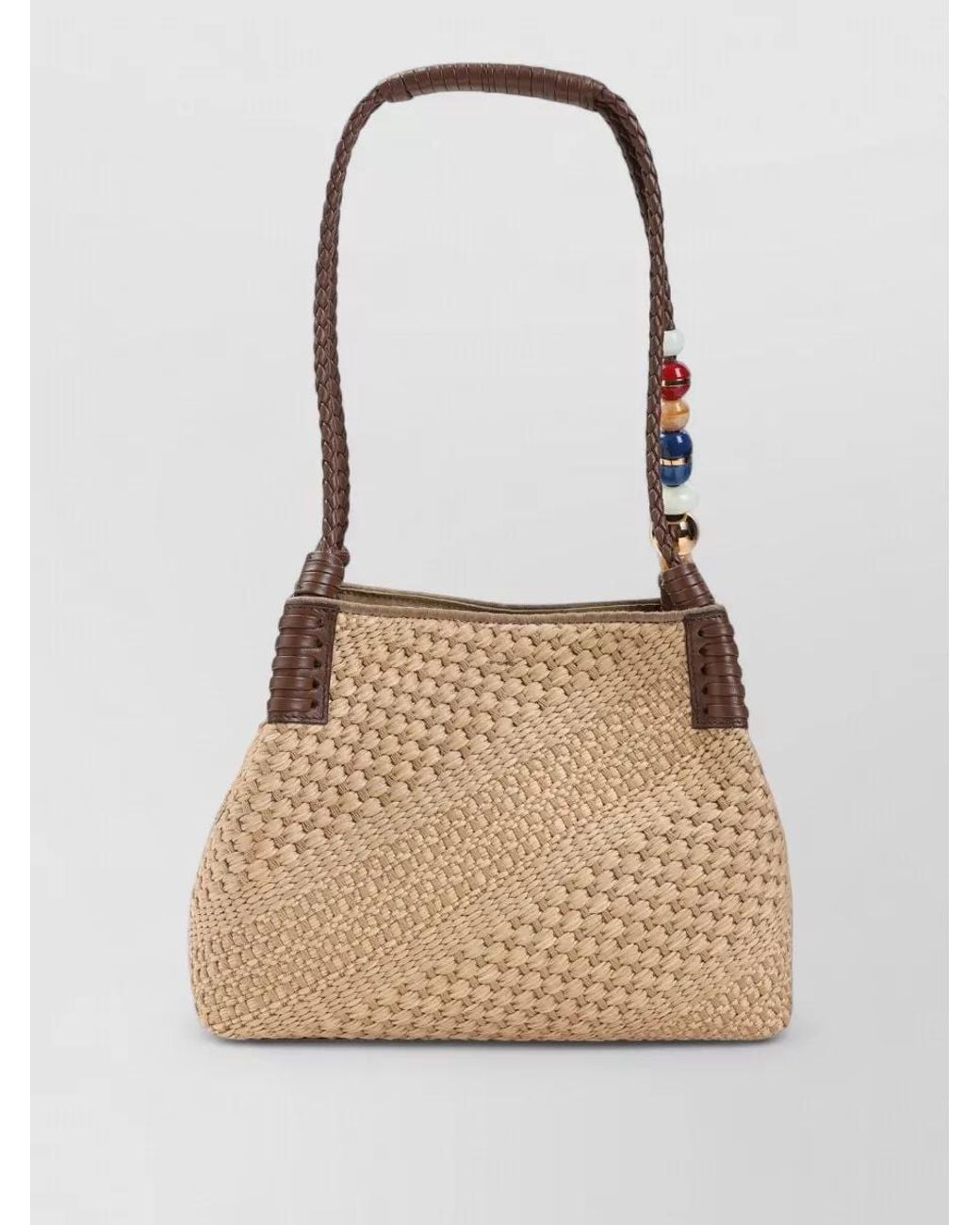 Etro White Small Raffia Shoulder Bag