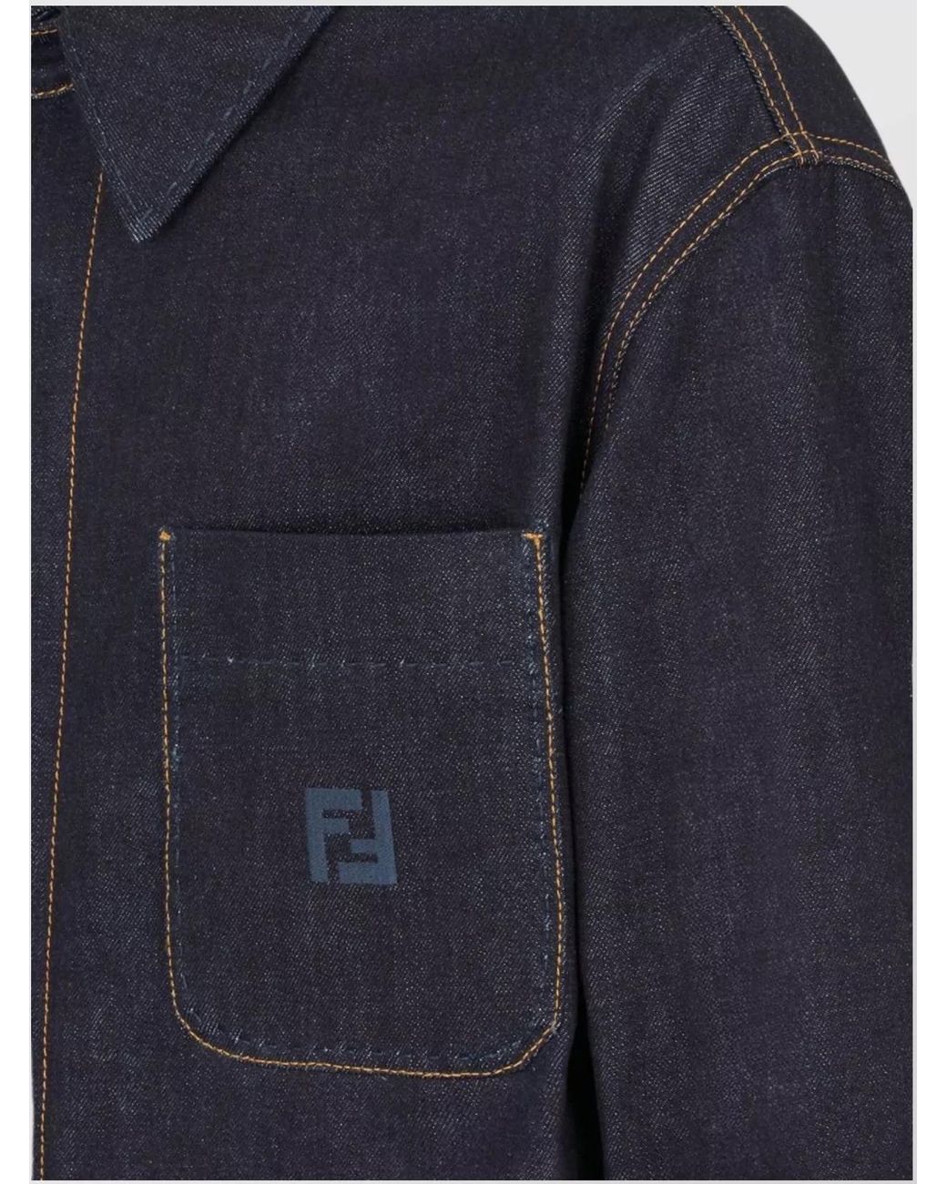Fendi Blue Denim Shirt Jacket for men