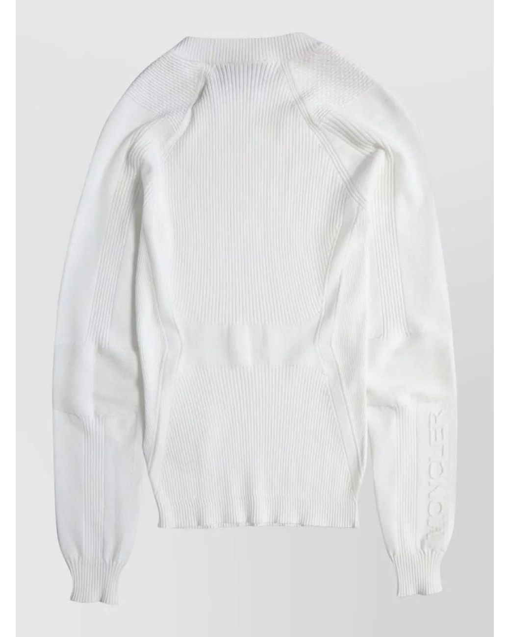Moncler White Ribbed Slim-Fit Crew-Neck Jumper