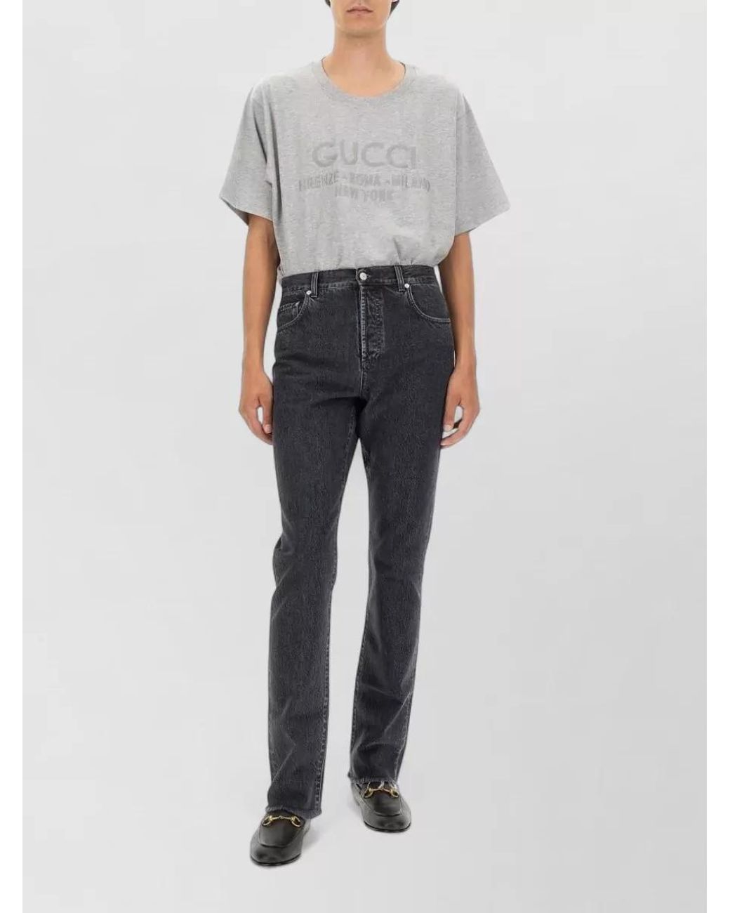 Gucci Gray Denim Straight-Leg Pants for men