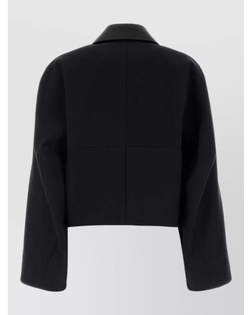 Givenchy Black Leather Collar Cropped Single Breasted Coat