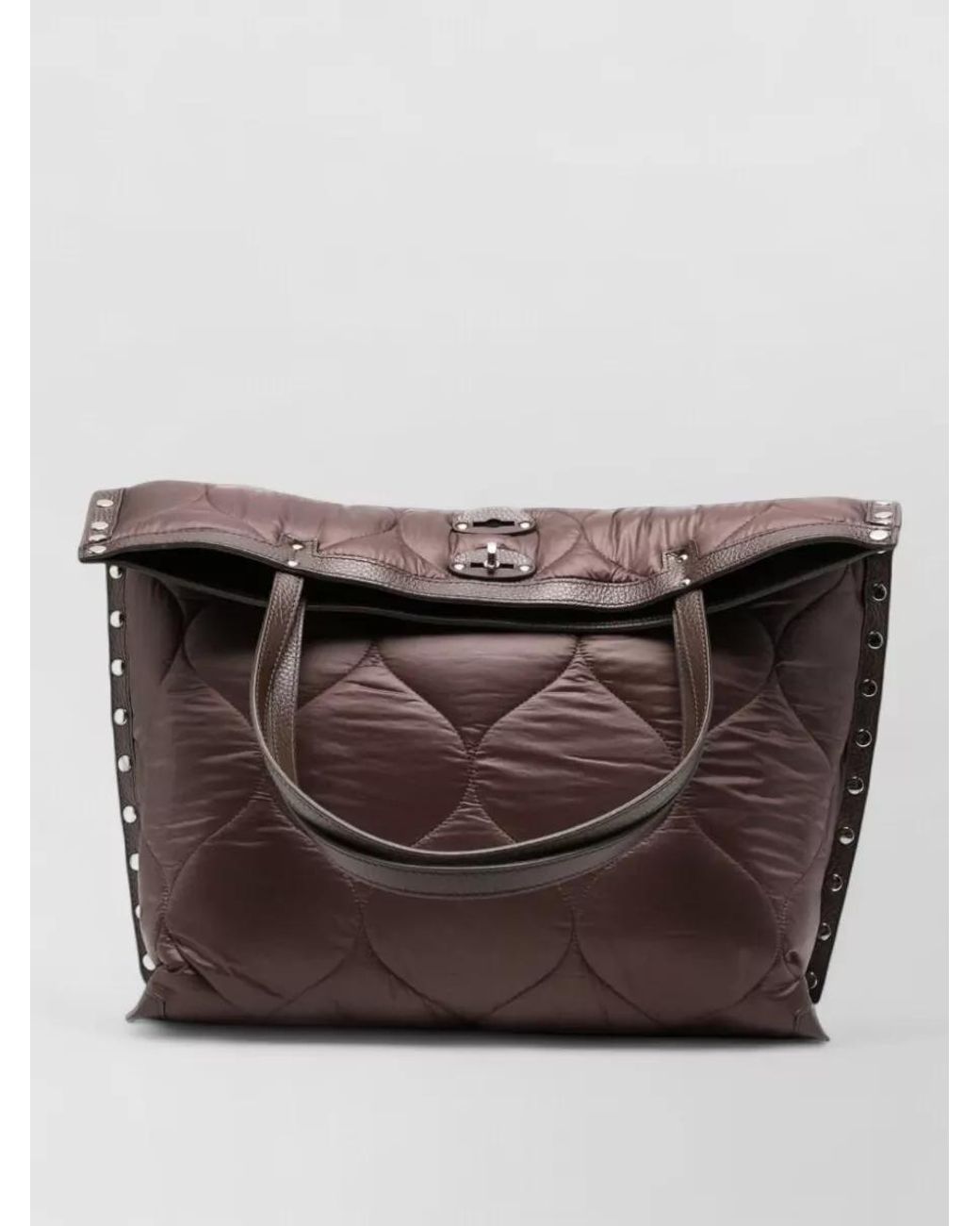 Zanellato Brown Leather Quilted Studded Tote Bag