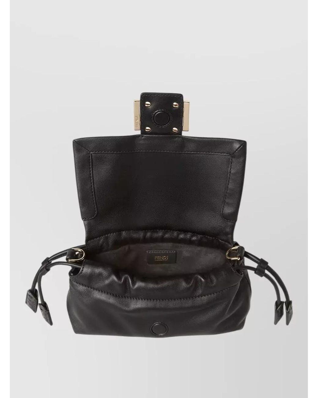 Fendi Black Baguette Small Leather Clutch Bag