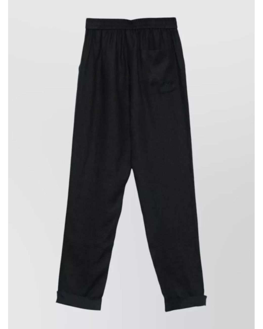 Emporio Armani Black Linen Elasticated Waist Straight Leg Pyjama Trousers
