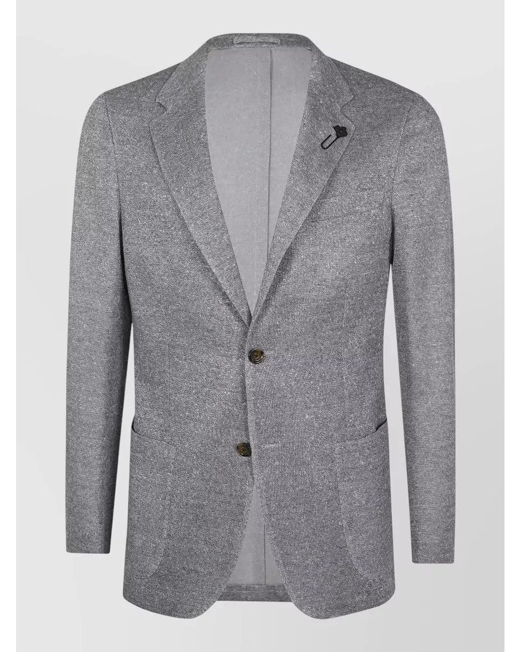 Lardini Gray Linen Cotton Knitted Suit Jacket for men