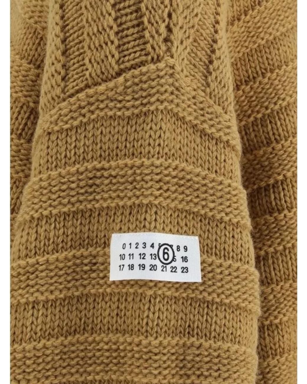 MM6 by Maison Margiela Natural Wool Distressed Ribbed Turtleneck Jumper for men