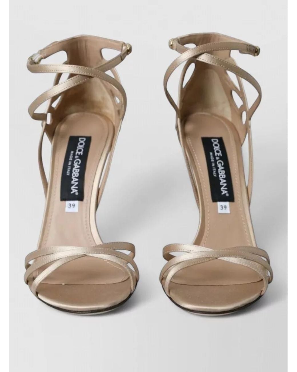 Dolce & Gabbana Natural Satin Ankle Strap Sandals