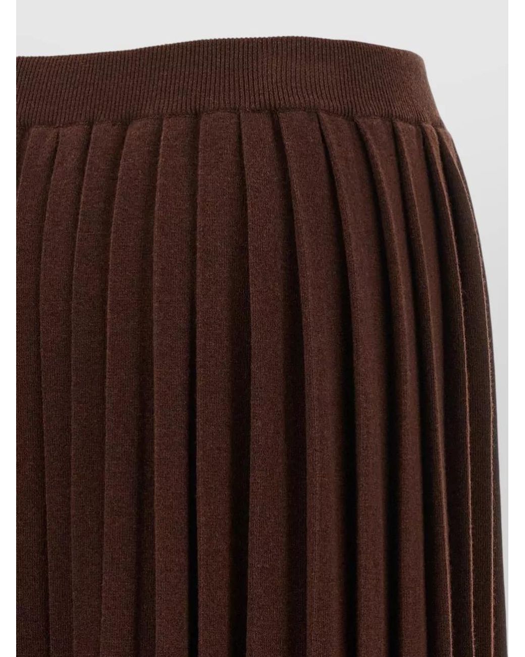 Fabiana Filippi Brown Cashmere Silk Virgin Wool Knitted Pleated Skirt