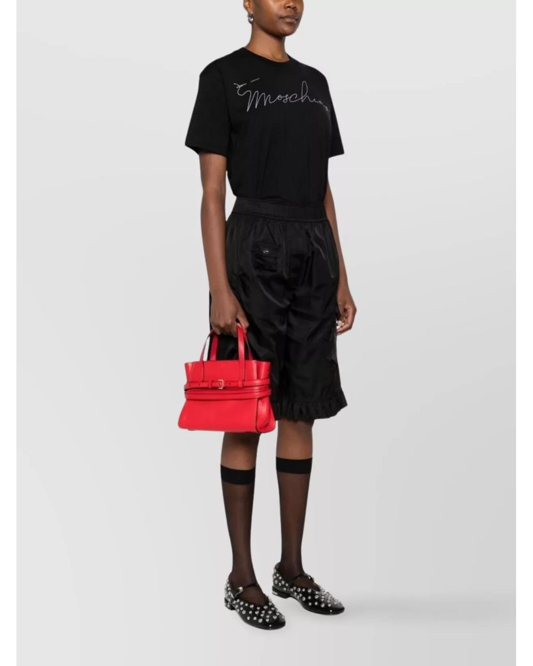 Moschino Red Leather Shoulder Bag